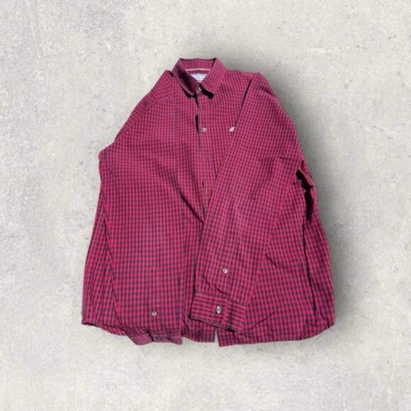 Lacoste Mens Regular Fit Red & Black Checkered Button-Down Shirt Size FR 40 US M - Picture 2 of 8